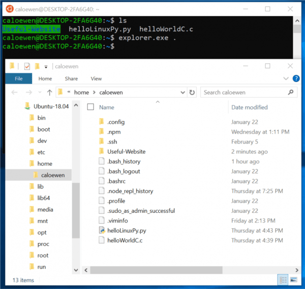 Linux Files Windows 10 File Explorer 1903