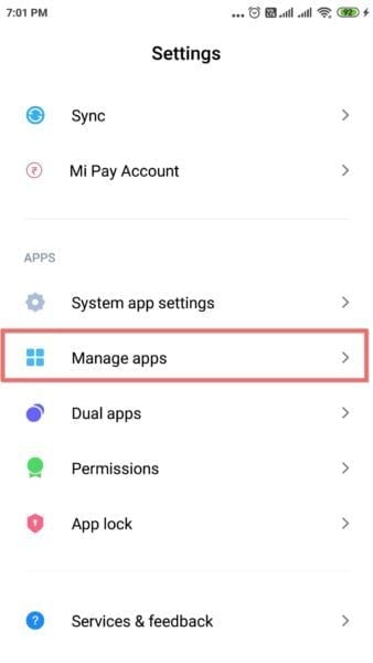 Manage Apps Settings Redmi Phone