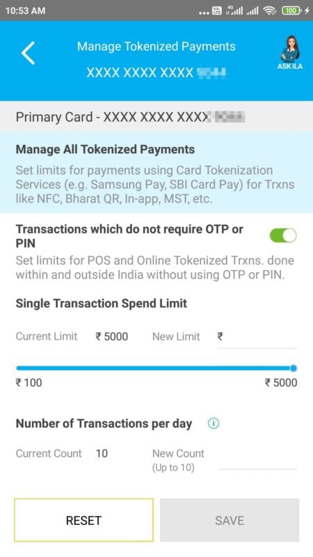 Manage Tokenized Payments Sbi Card Android
