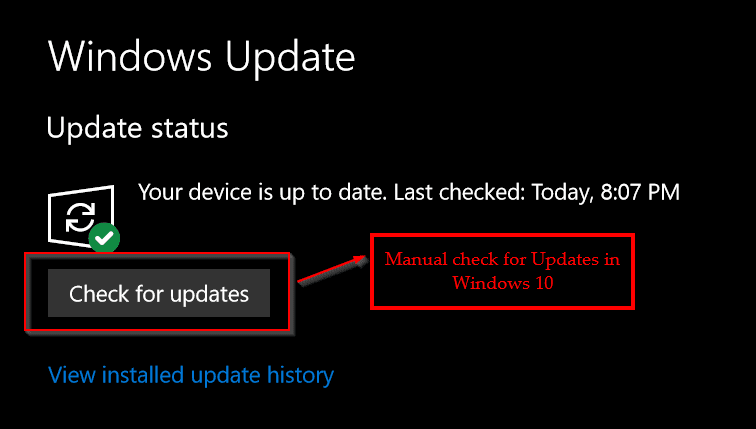 Manual Check Windows 10 Update