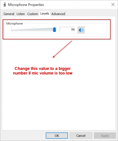 Microphone Properties Windows 10 Increase Volume