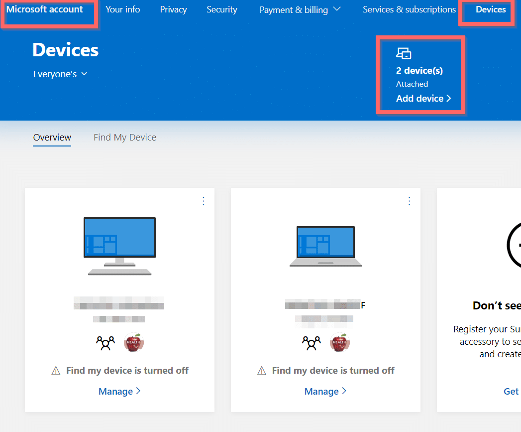 Microsoft Account Devices