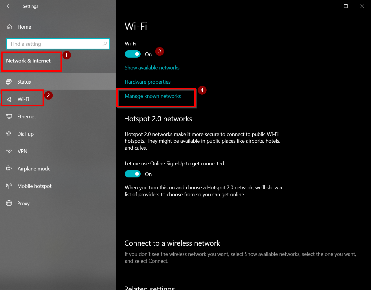 Network And Internet Manage Known Wi Fi Networks Windows 10