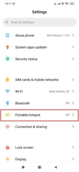 Portable Hotspot Settings Redmi Phone