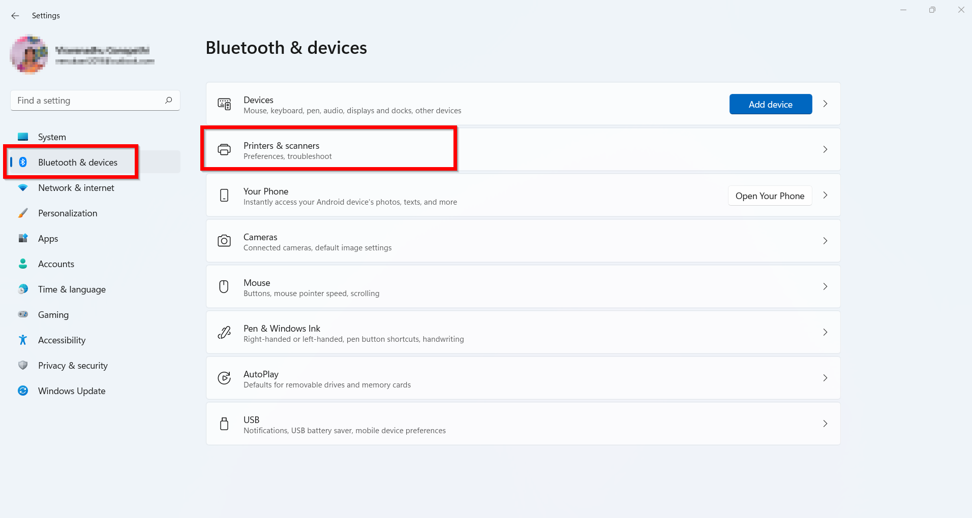 Printers Scanners Windows 11 Settings