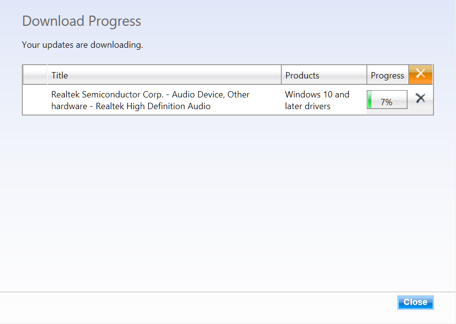 Download Progress Of Drivers