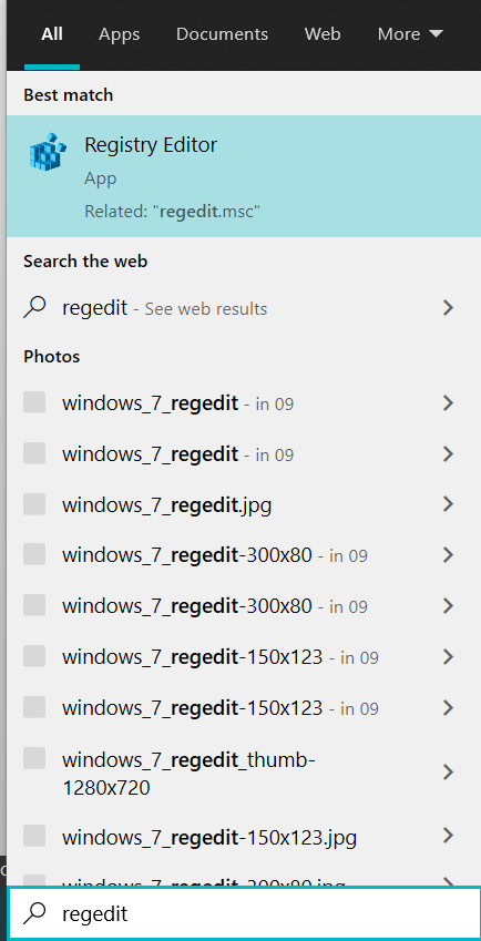 Registry Editor Windows 10 Search Bar