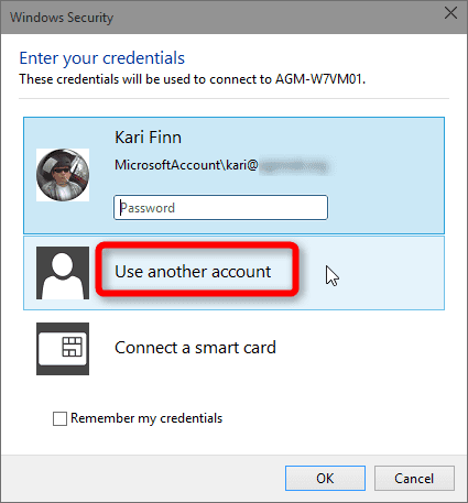 Username And Password Of Remote Host