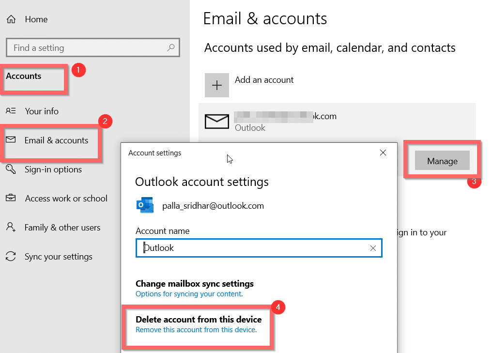 Remove Microsoft Account Windows 10