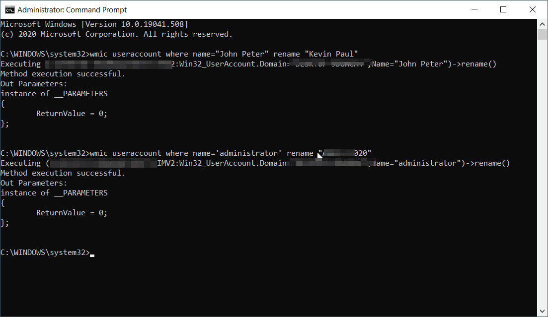 Rename Local Account Name Cmd Windows10
