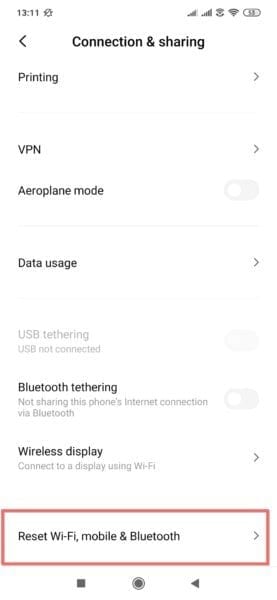Reset Wifi Mobile Bluetooth Settings Redmi Phone