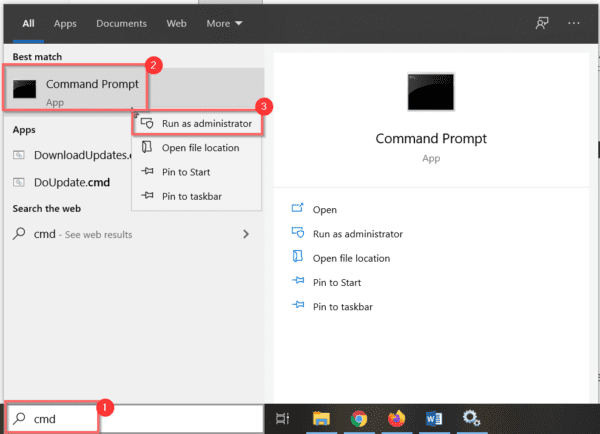 Run Command Prompt Admin Windows 10