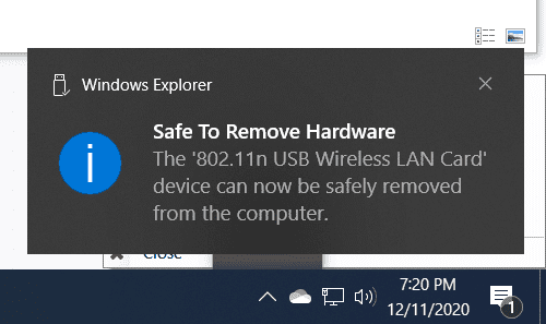 Safe To Remove Hardware Windows 10