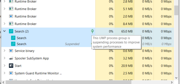 Search Process Is Suspended In Windows 10