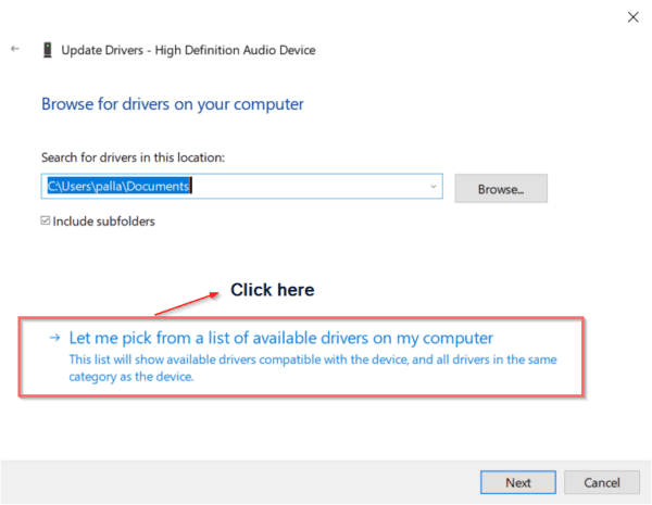 Select Realtek Driver Manually From List Of Available Drivers On Your Computer
