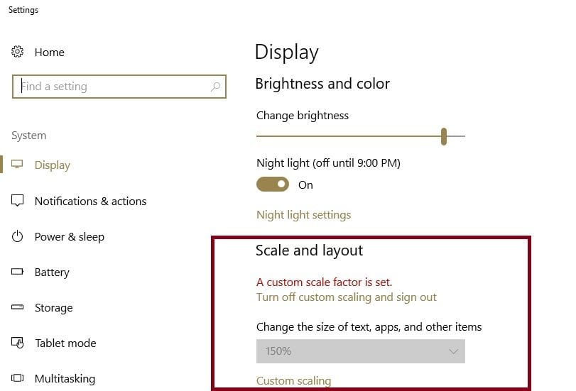 Set Scaling Display In Windows 10