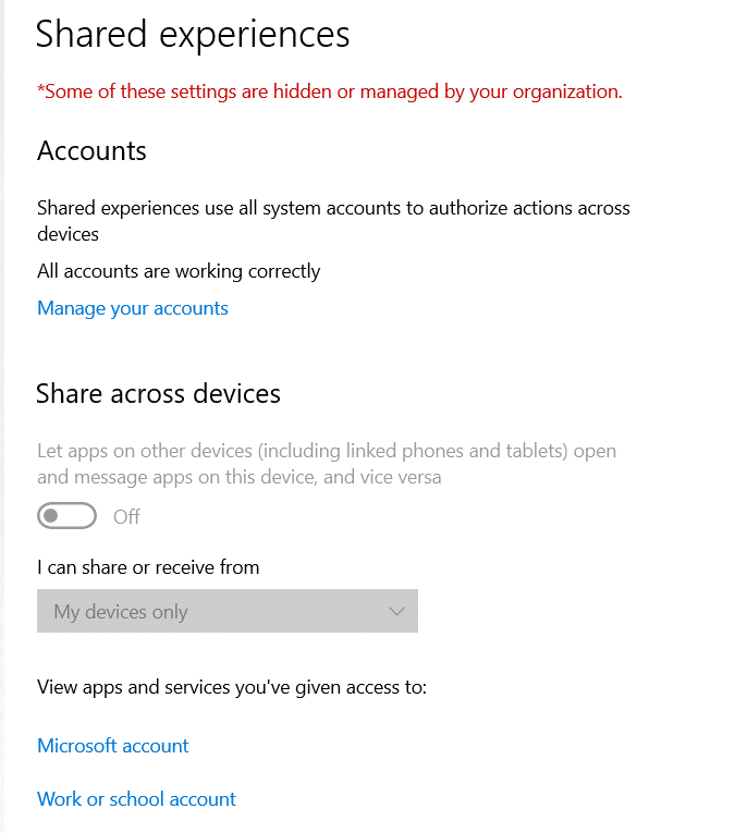 Shared Experiences Error Windows 10 Fix It