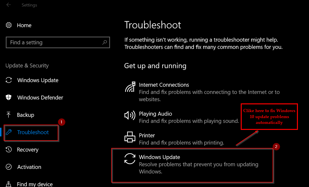 Troubleshoot Windows 10 Update Problems 1