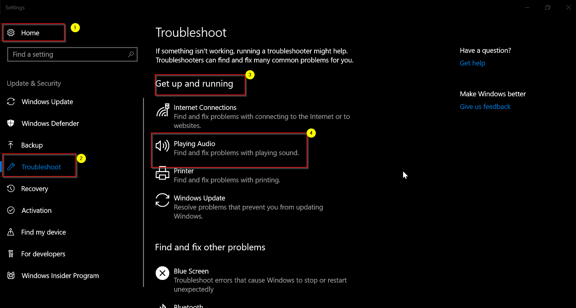 Troubleshoot Windows Problems Features
