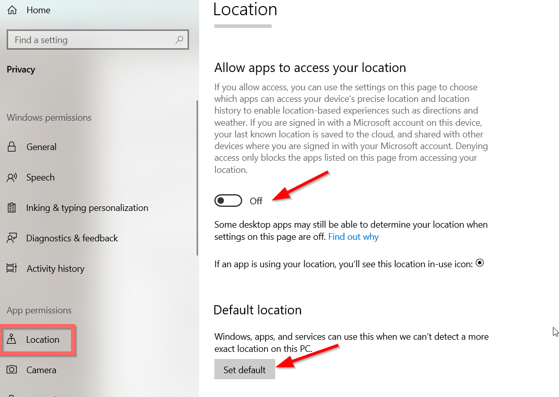 Turn Off Location Sharing Windows 10 Privacy Tool