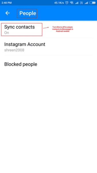 Unsync Facebook Contacts Android