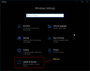 Update And Security Windows Settings