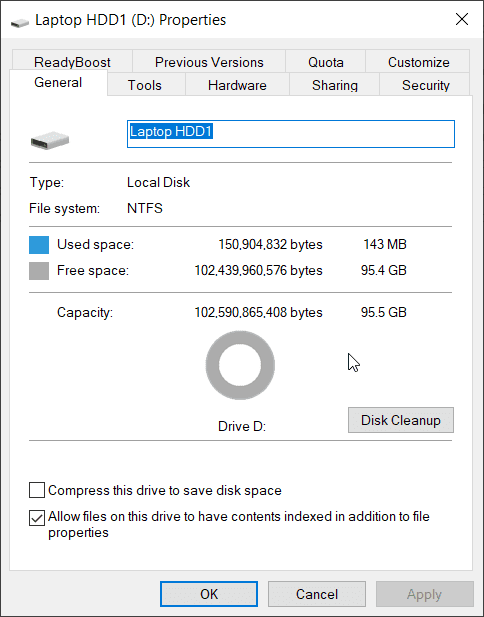 Usb Drive Indexing Properties