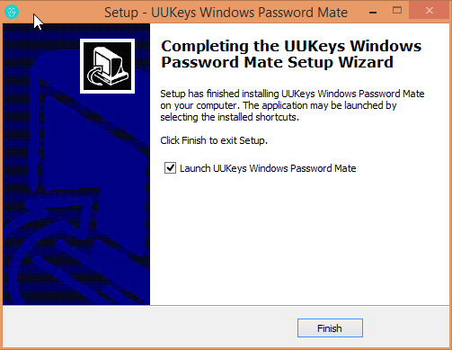 Uukeys Windows Password Mate Installation Complete