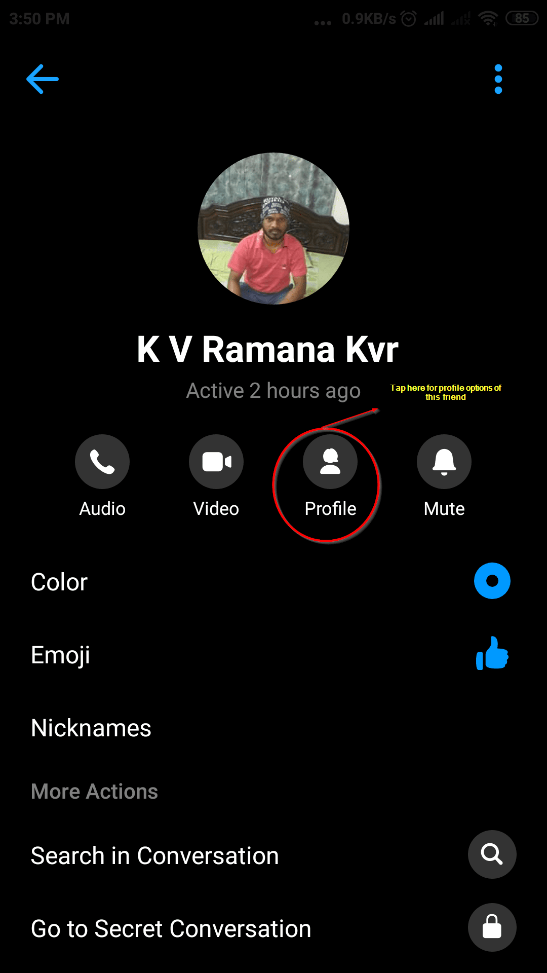 View Contact Details In Messenger