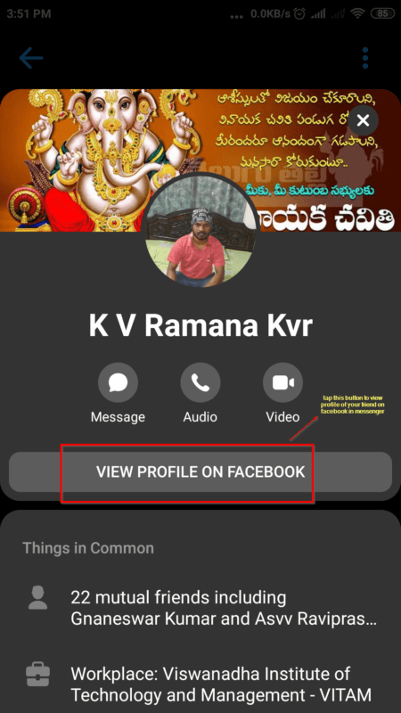 View Profile On Facebook From Messenger
