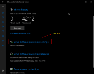Virus And Threat Protection Settings