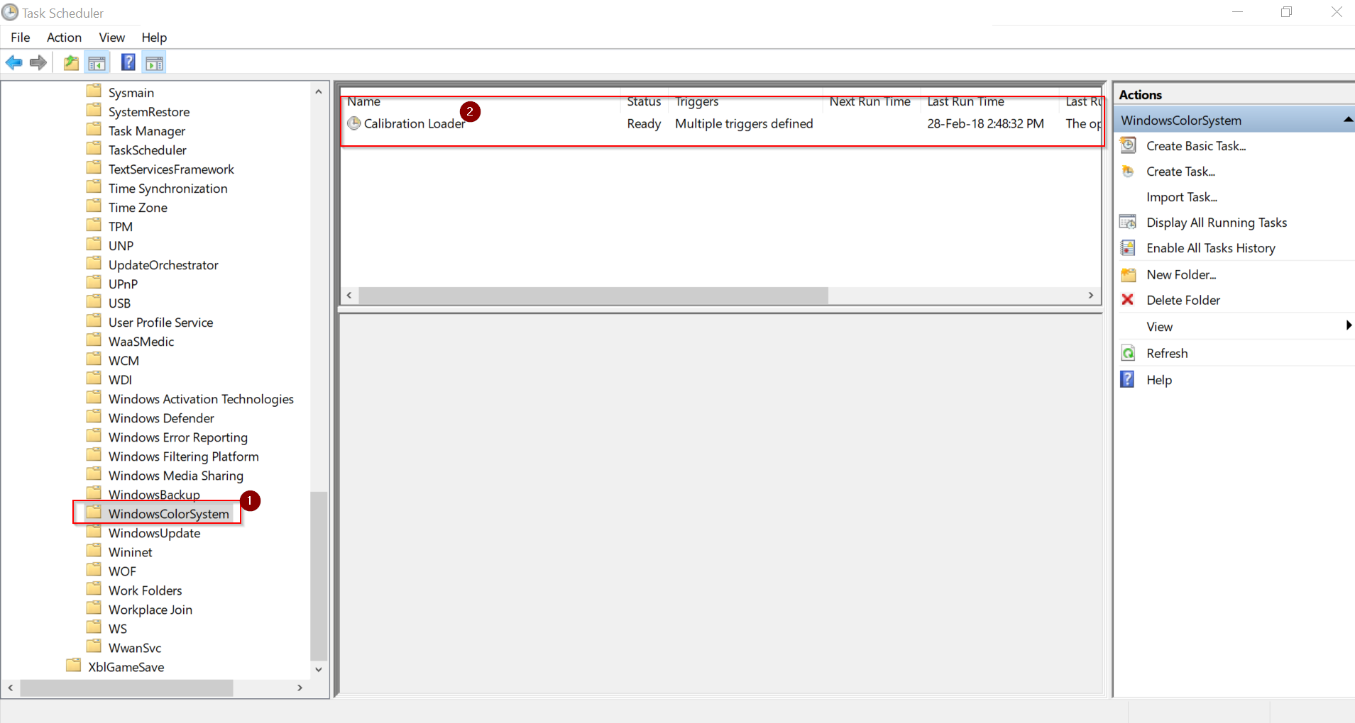 Win10 Task Scheduler Color System Calibration Loader