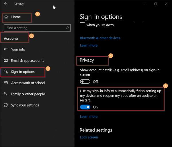 Win 10 Sign In Options For Proper Working After 1809 Update