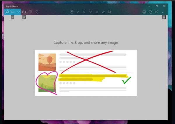 Windows 10 19H1 Snip Sketch Feature