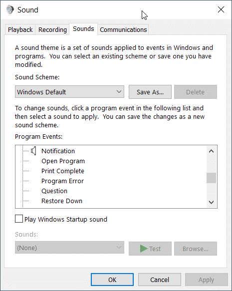 Windows 10 Default Playback Sounds