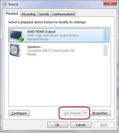 Windows 10 Hdmi Audio Default Playback Device