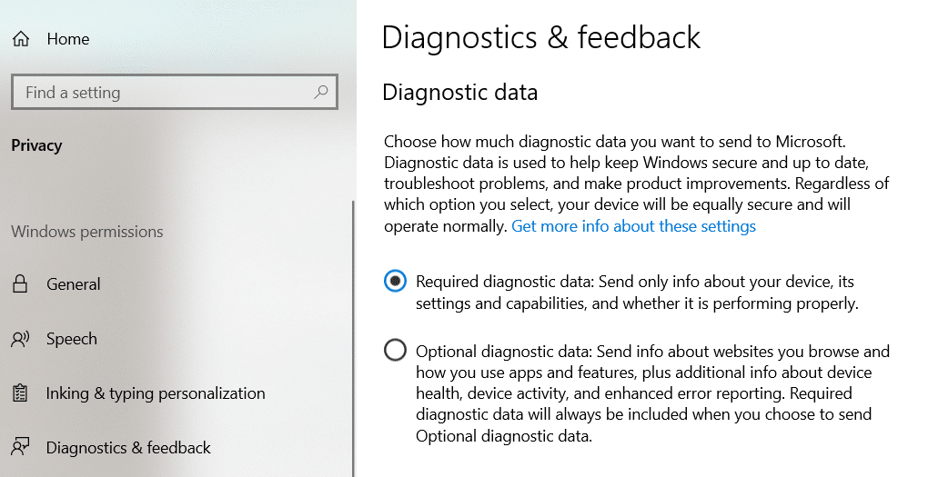 Windows 10 Privacy Stop Collecting Severe Diagnostic Information