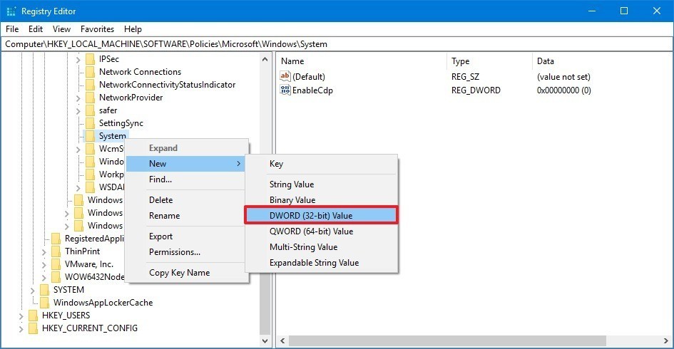 Windows 10 Registry Editor Create Dword 32 Bit