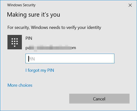 Windows 10 Security Pin Verification