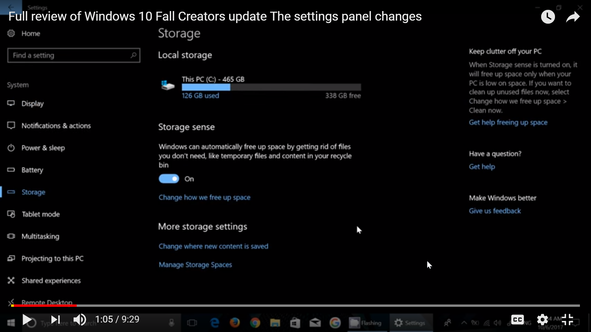 Windows 10 Storage Sense Fall Creators Update