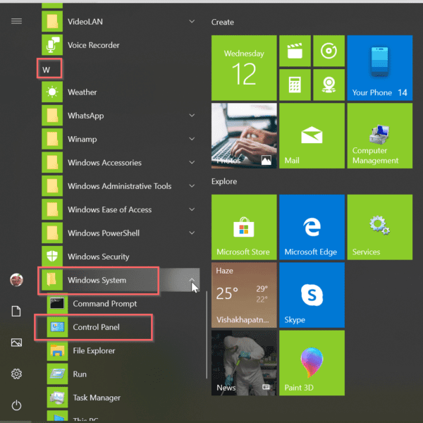 Windows System Control Panel 10