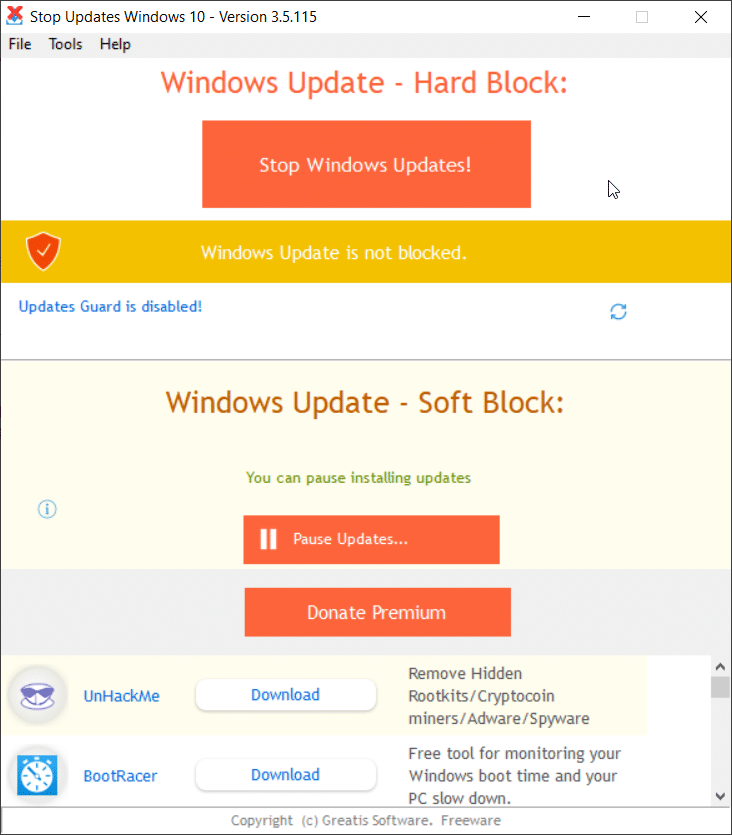 Windows Updates Is Not Blocked Stopupdates10
