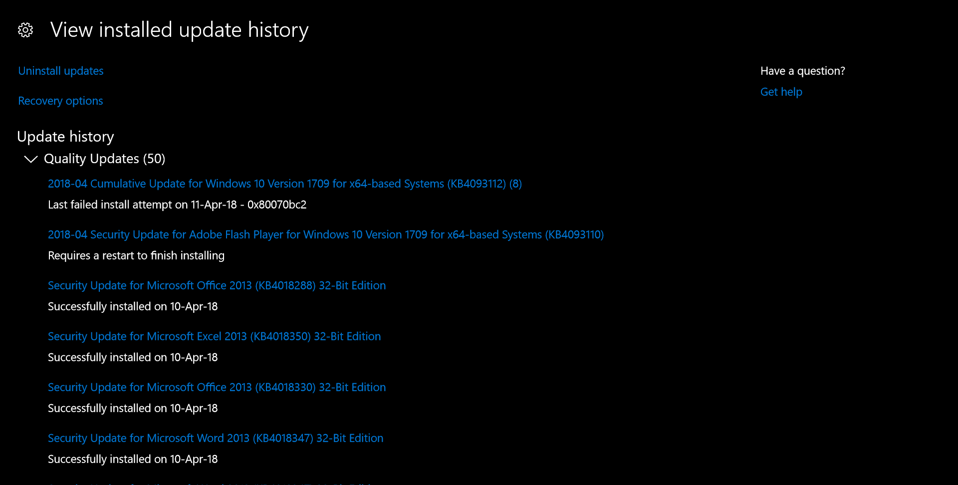 Windows 10 Update History