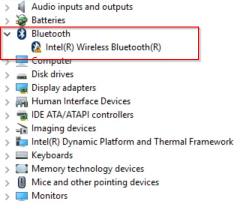 Yellow Warning Mark Bluetooth Keyboard Windows 10